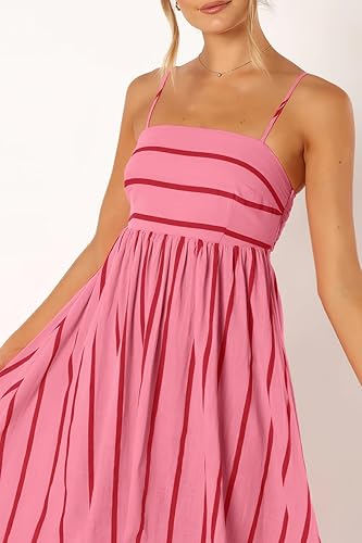 chouyatou Women’s Striped Maxi Dress Spaghetti Strap Cut Out Flowy Long Dress