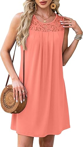 Summer Dresses for Women Sleeveless Lace CrewneSummer Dresses for Women Sleeveless Lace Crewneck Sundress (S-3XL)ck Sundress (S-3XL)