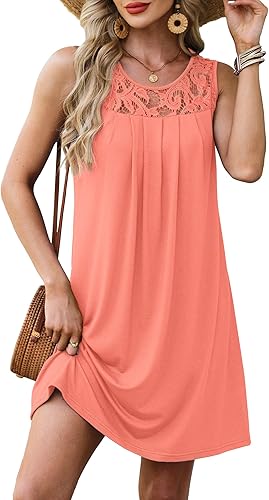 Summer Dresses for Women Sleeveless Lace CrewneSummer Dresses for Women Sleeveless Lace Crewneck Sundress (S-3XL)ck Sundress (S-3XL)